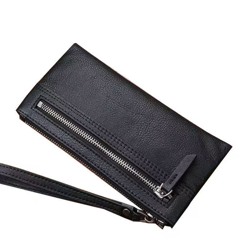 メンズ長財布 スマホ収納 ダブルジップ 薄型長財布