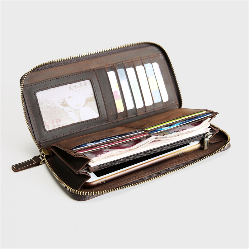 メンズ長財布 ラウンドファスナー式多機能収納長財布