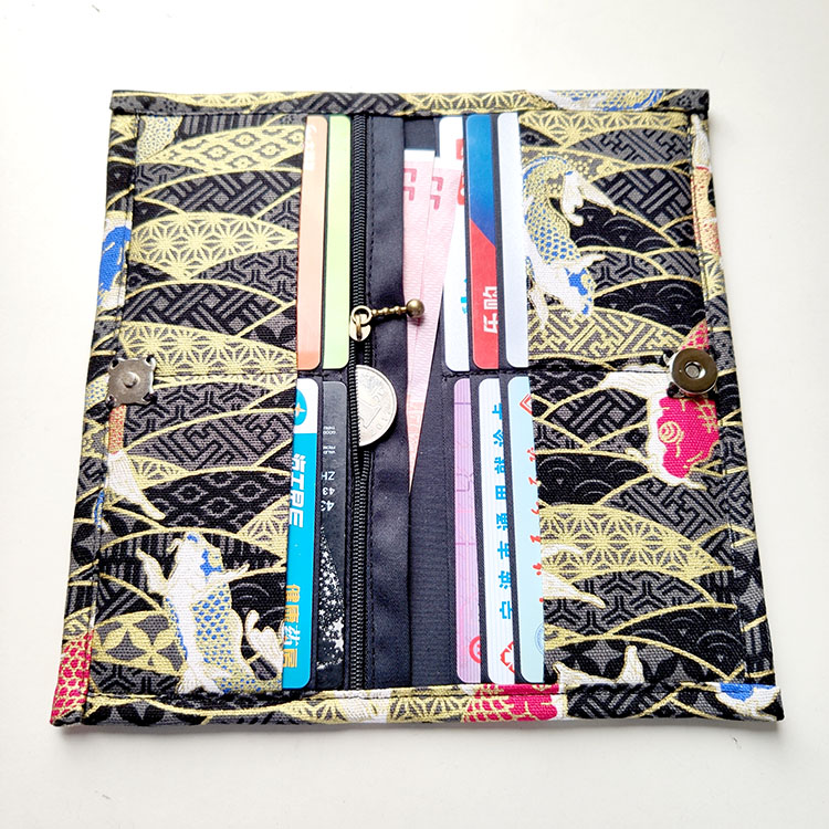 メンズ長財布 和風鯉柄刺繍入り薄型長財布