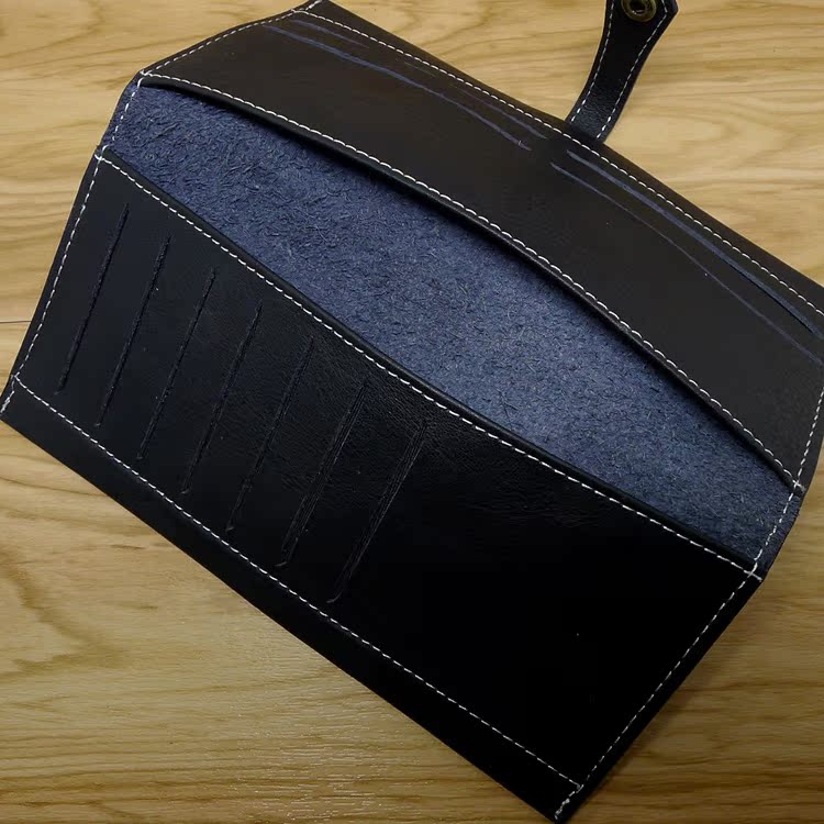 メンズ長財布 本革製スナップボタン式薄型長財布