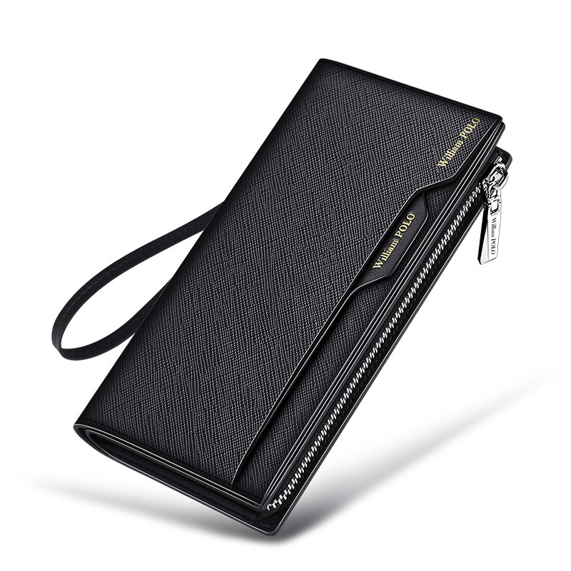 メンズ長財布 薄い スマートスリム本革ハンドストラップ財布