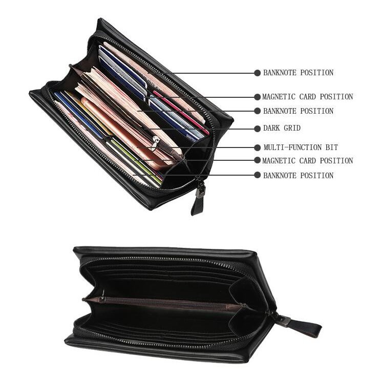 本革メンズ長財布 コンパクト多機能カード収納 贈り物