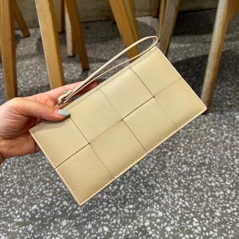 メンズ長財布 薄い 格子模様スリム長財布
