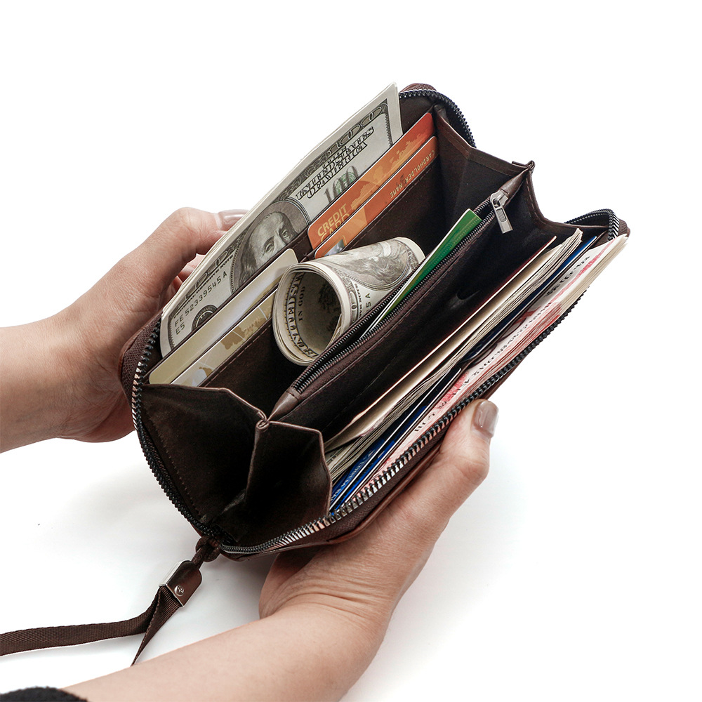 メンズ長財布 多機能ジッパー式収納長財布