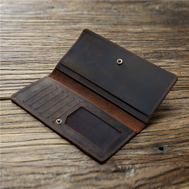 メンズ長財布 本革手縫い仕上げ薄型二つ折り長財布