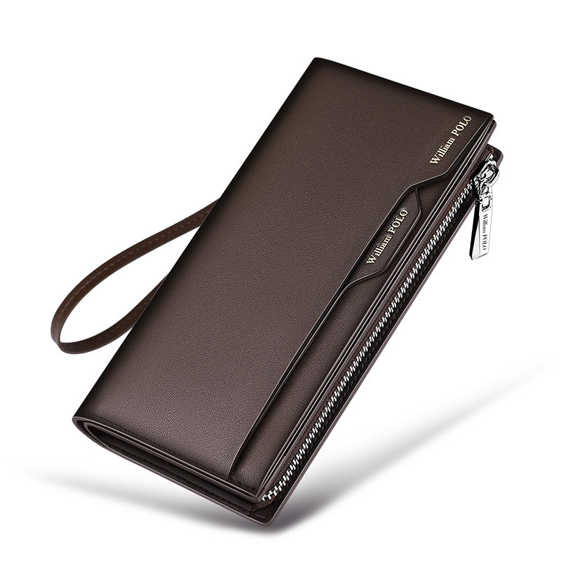 メンズ長財布 薄い スマートスリム本革ハンドストラップ財布