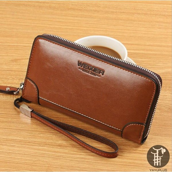 メンズ長財布 コンパクト ラウンドファスナー 大容量 本革調