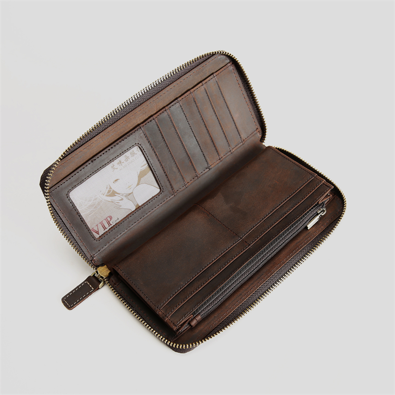 メンズ長財布 ラウンドファスナー式多機能収納長財布