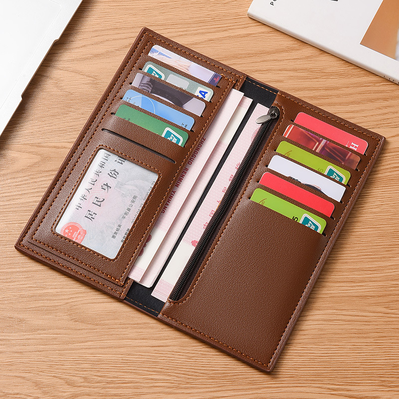 薄いメンズ長財布 二つ折り カード収納 3色展開