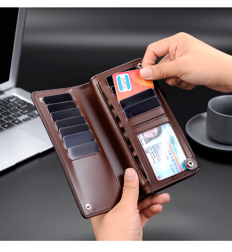 メンズ長財布 多機能スマホ収納長財布