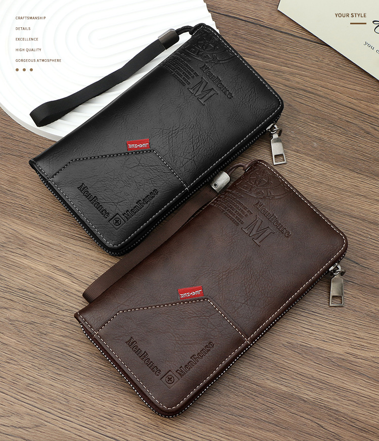 メンズ長財布 スマート収納ジッパー長財布