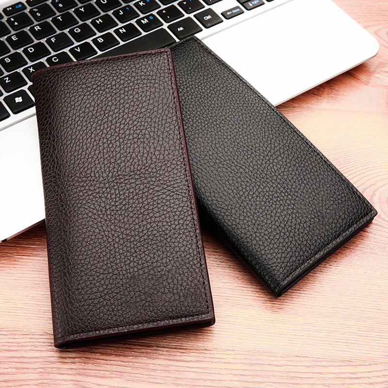 メンズ長財布 薄い シンプル型押し薄型長財布