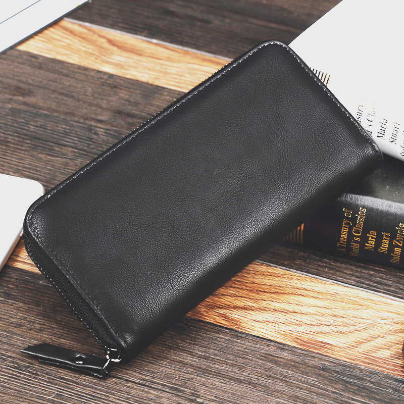 メンズ長財布 本革薄型ラウンドジップ長財布