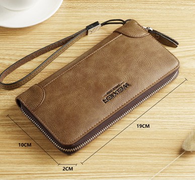 メンズ長財布 メンズコンパクト長財布本革ラウンドファスナー小銭入れ付き父の日