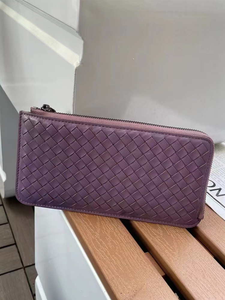 メンズ長財布 薄い 編込みスリム長財布