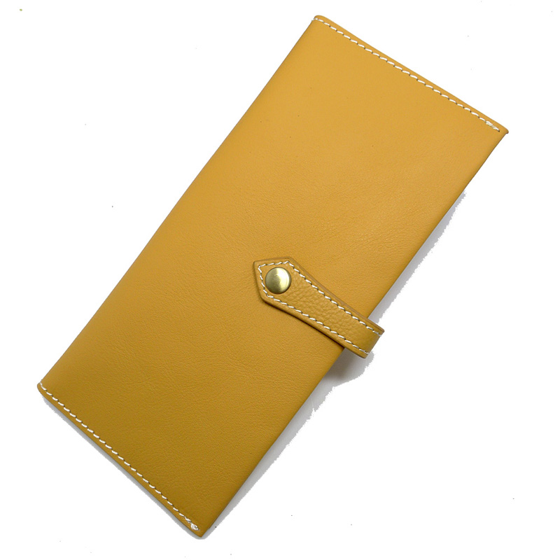 メンズ長財布 本革製スナップボタン式薄型長財布