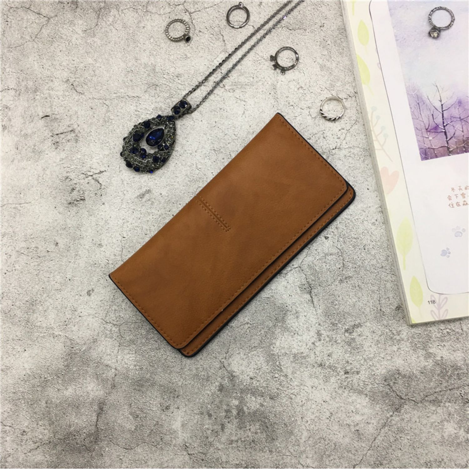 メンズ長財布 上質本革スリムデザイン二つ折り長財布