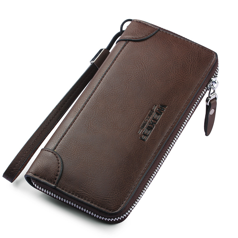 メンズ長財布 メンズコンパクト長財布本革ラウンドファスナー小銭入れ付き父の日