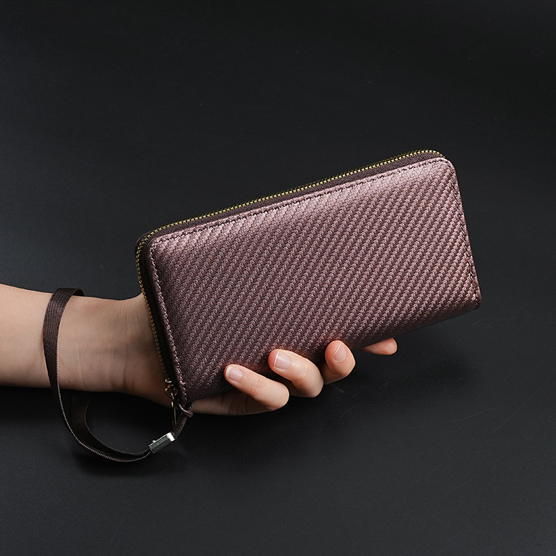 メンズ長財布 コンパクト 斜め織り模様のスマート長財布