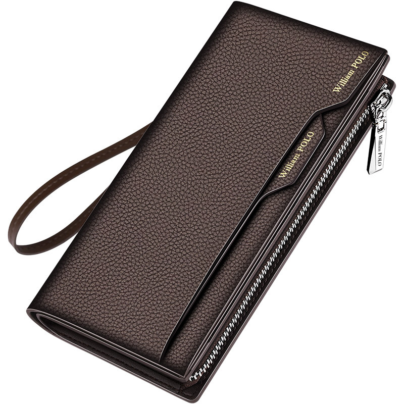 メンズ長財布 薄い スマートスリム本革ハンドストラップ財布