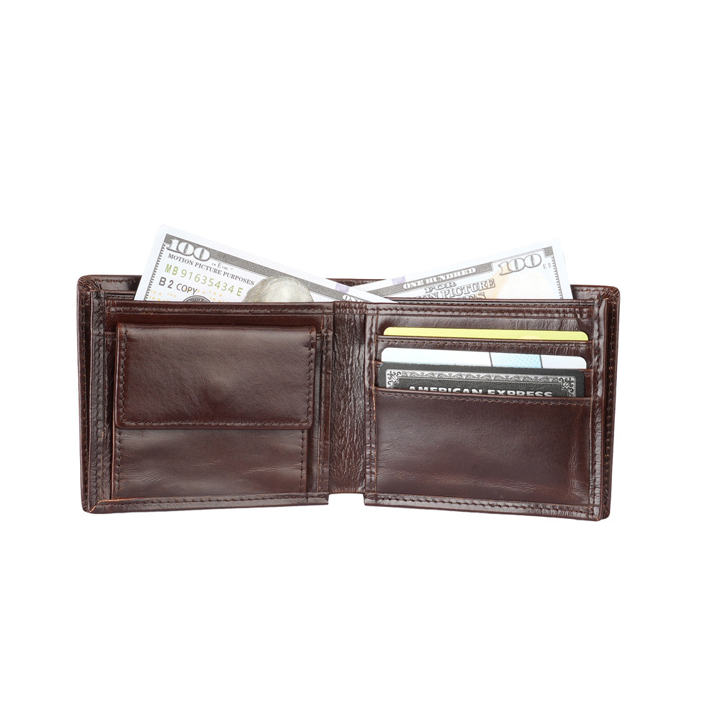 メンズ長財布 本革仕立て手縫いステッチ二つ折り財布