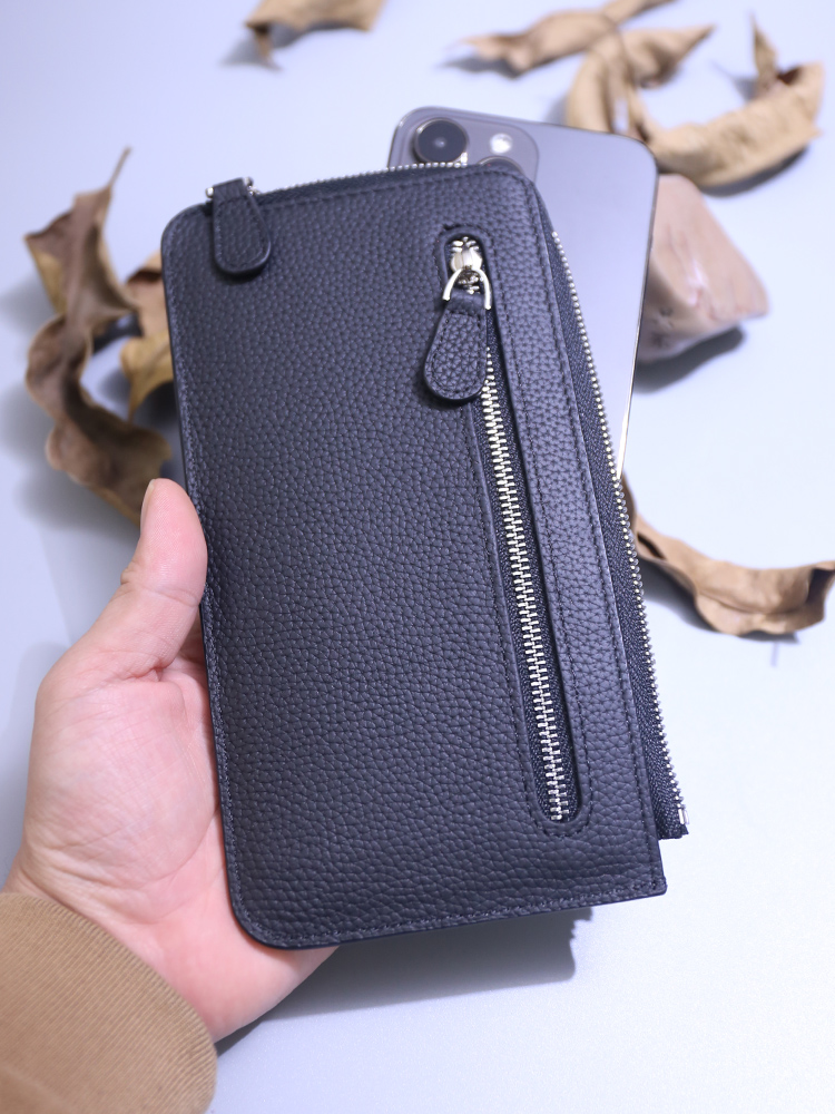 メンズ長財布 コンパクト 高級感溢れる型押しコンパクト財布