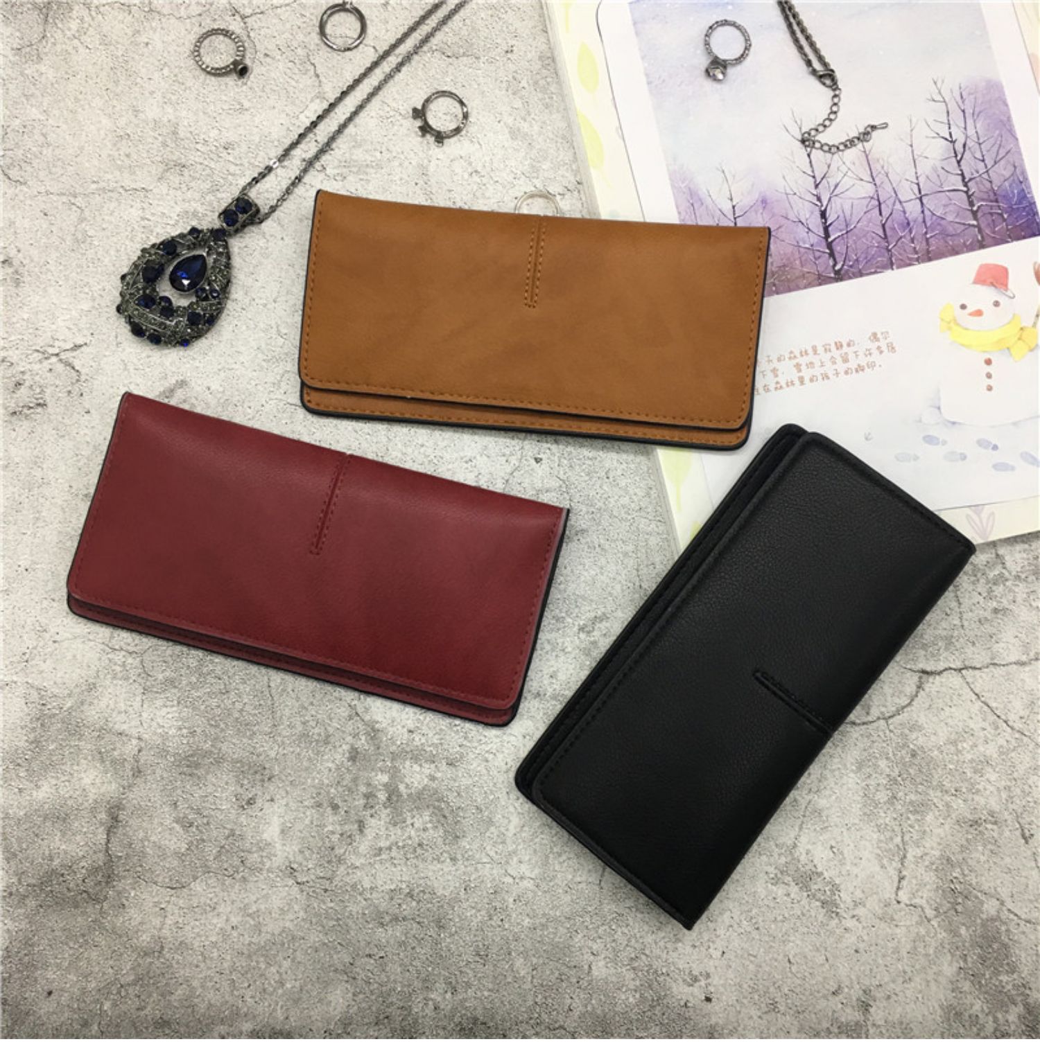 メンズ長財布 上質本革スリムデザイン二つ折り長財布