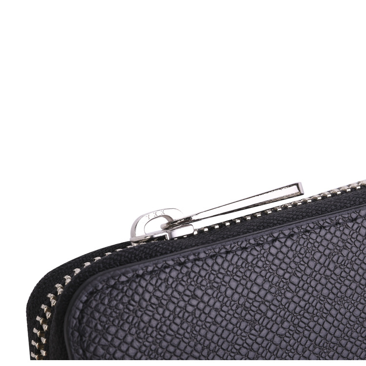 型押しレザー ラウンドファスナー メンズ長財布