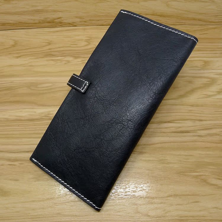 メンズ長財布 本革製スナップボタン式薄型長財布
