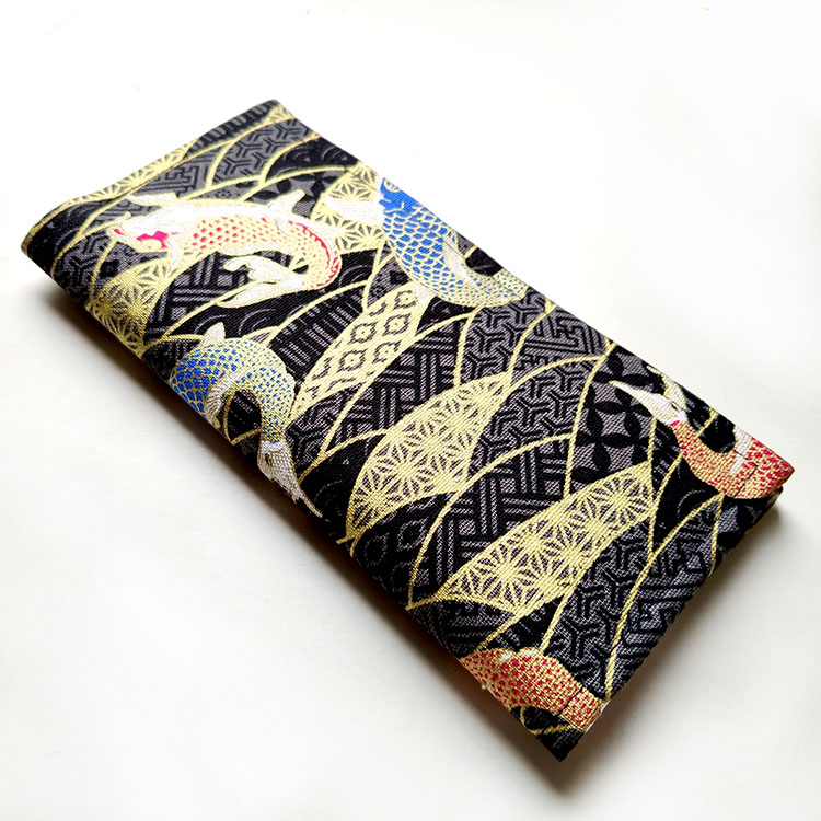 メンズ長財布 和風鯉柄刺繍入り薄型長財布