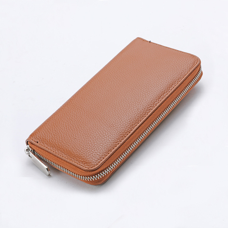 メンズ長財布 牛革型押しラウンド財布