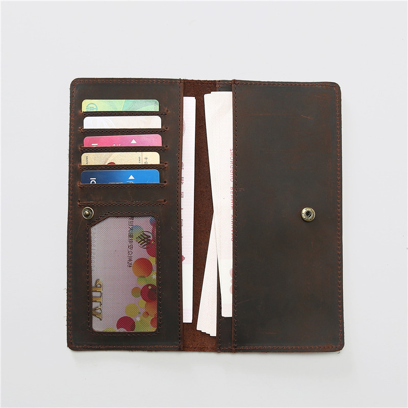 メンズ長財布 本革手縫い仕上げ薄型二つ折り長財布