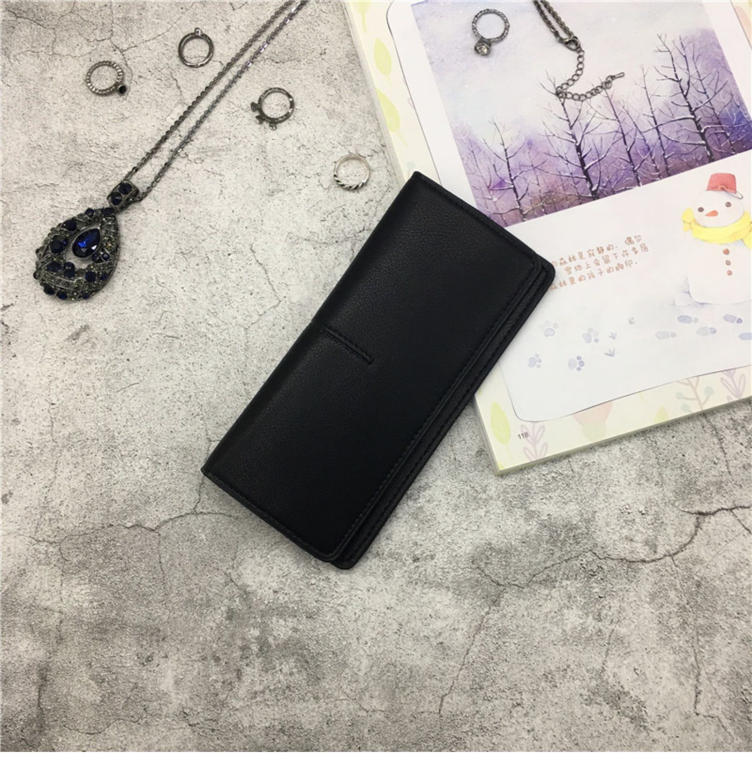 メンズ長財布 上質本革スリムデザイン二つ折り長財布