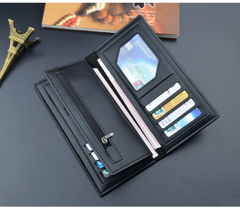 メンズ長財布  コンパクト多機能収納 合成皮革