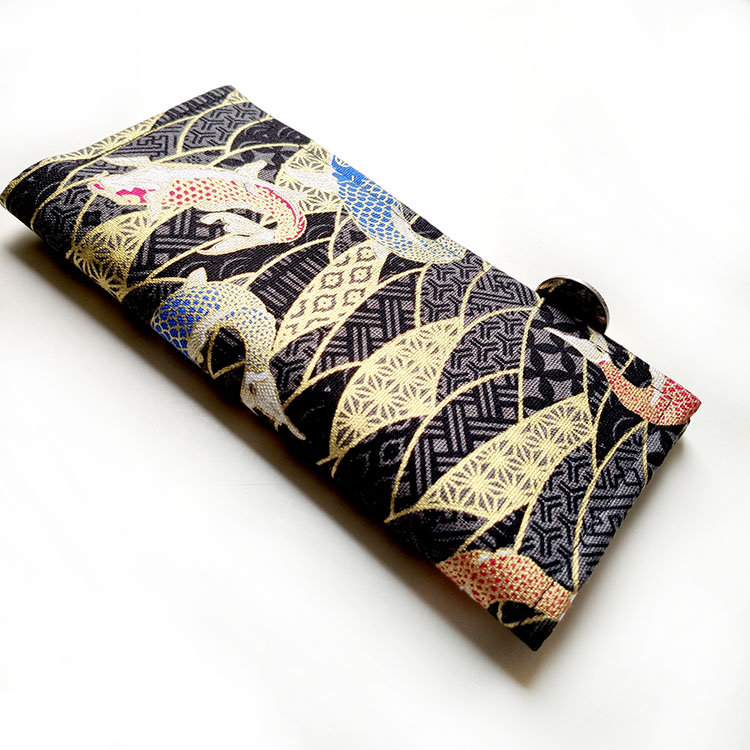 メンズ長財布 和風鯉柄刺繍入り薄型長財布
