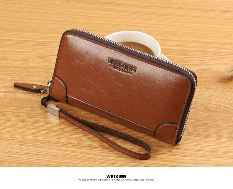 メンズ長財布 メンズコンパクト長財布本革ラウンドファスナー小銭入れ付き父の日