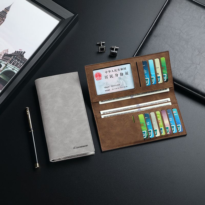 メンズ長財布 上質皮革仕様の薄型スリム長財布