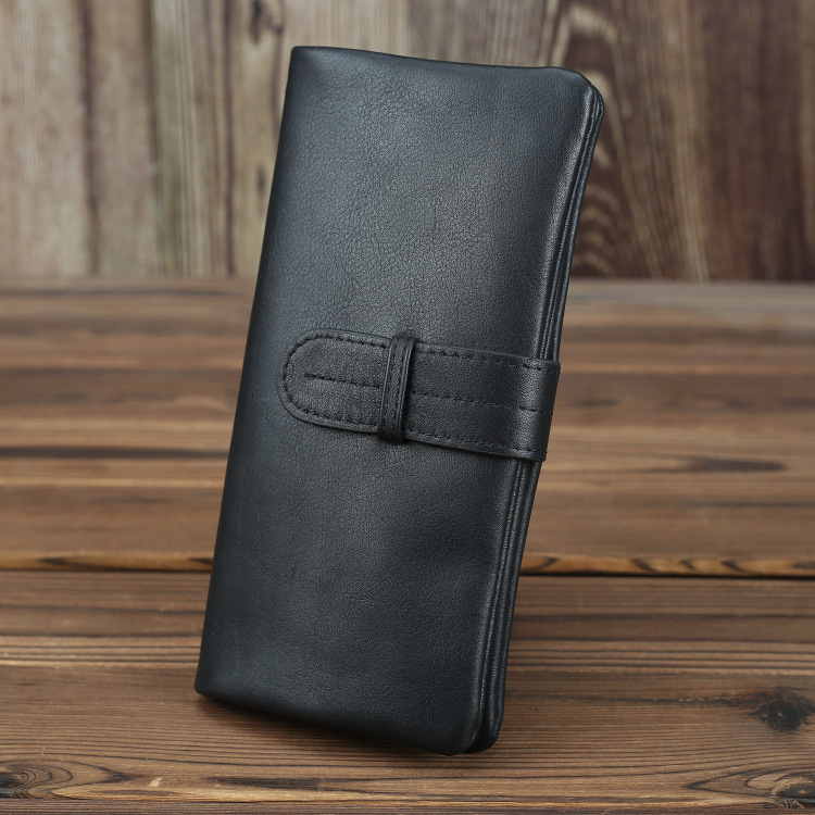 メンズ長財布 本革薄型軽量ベルト留めメンズ長財布