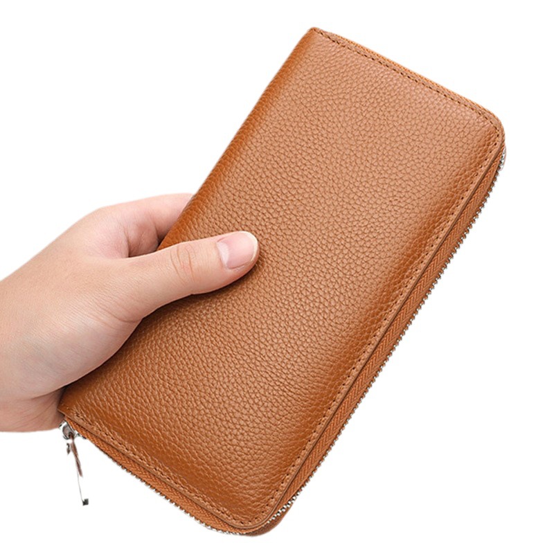 メンズ長財布 牛革型押しラウンド財布