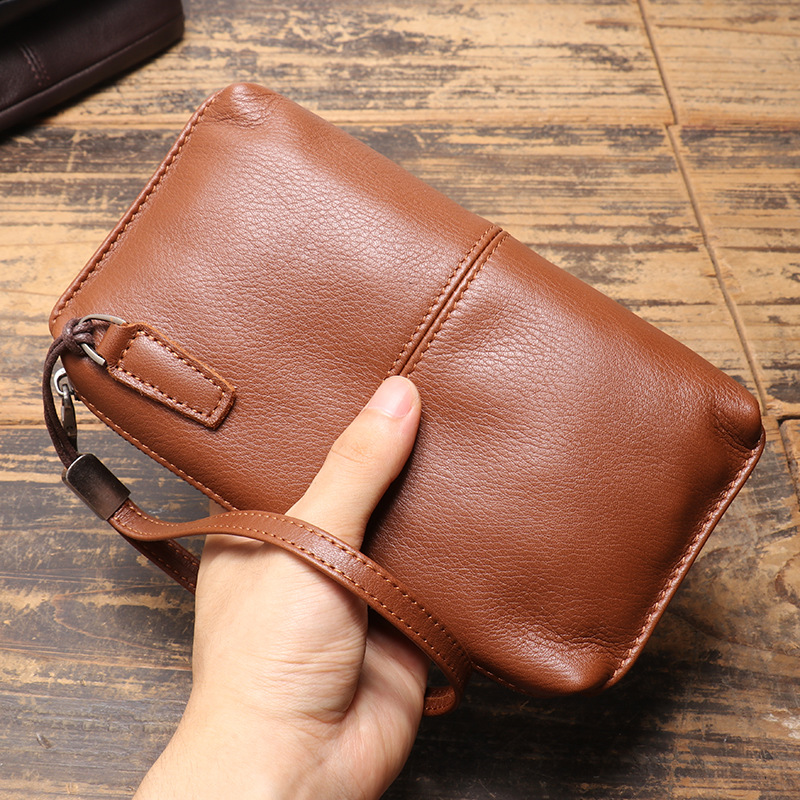 メンズ長財布 本革ハンドストラップ付き財布
