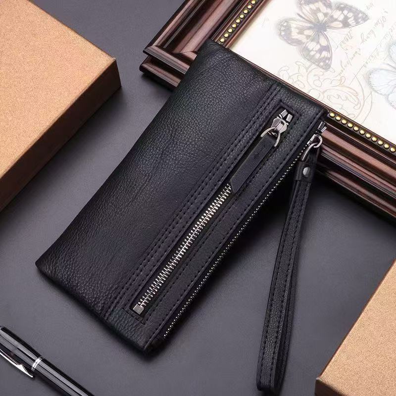 メンズ長財布 スマホ収納 ダブルジップ 薄型長財布