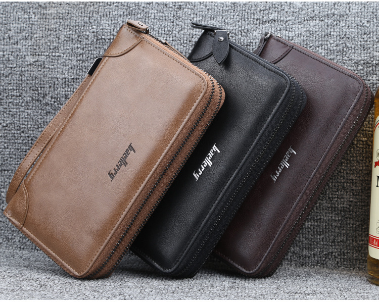 メンズ長財布 多機能ダブルジッパー長財布