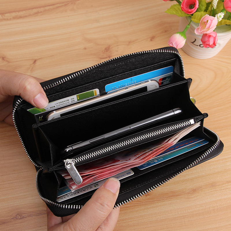 メンズ長財布 縦縞模様型押しスリム薄型長財布
