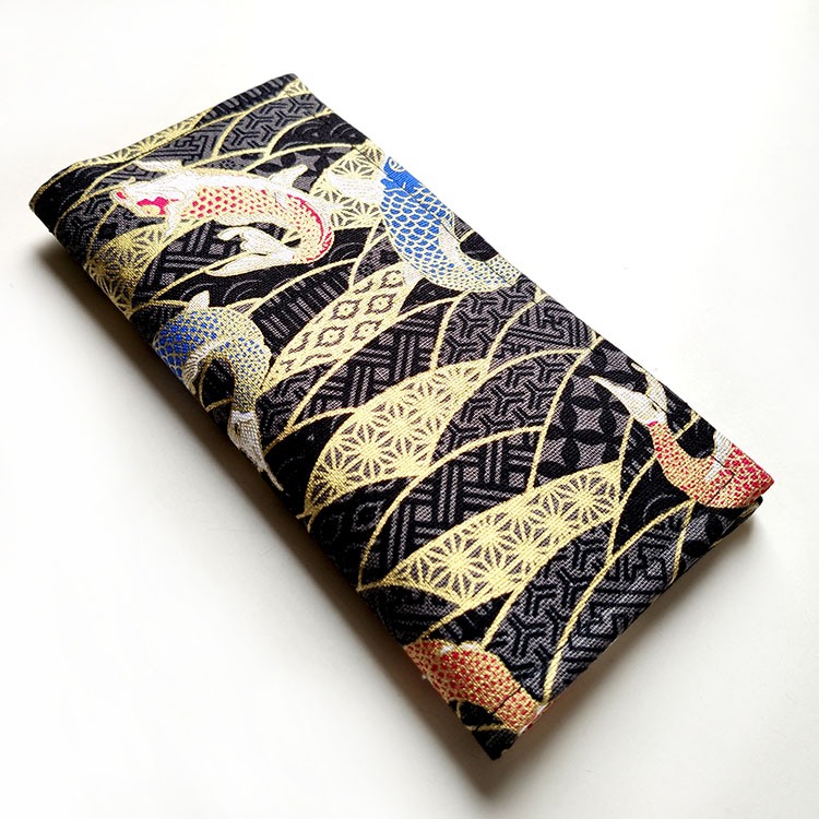 メンズ長財布 和風鯉柄刺繍入り薄型長財布