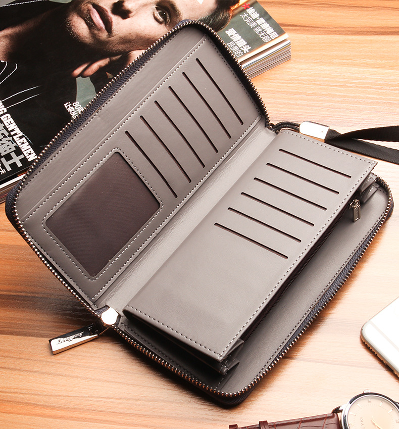 メンズ長財布 多機能カードポケット付き薄型長財布