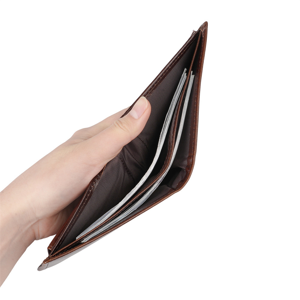 メンズ長財布 本革仕立て手縫いステッチ二つ折り財布