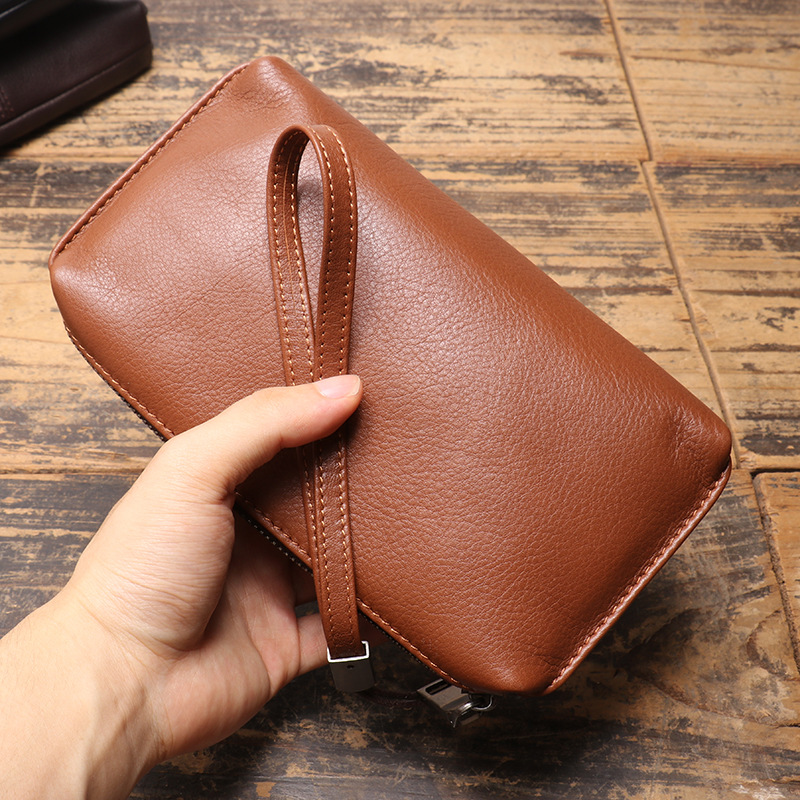 メンズ長財布 本革ハンドストラップ付き財布