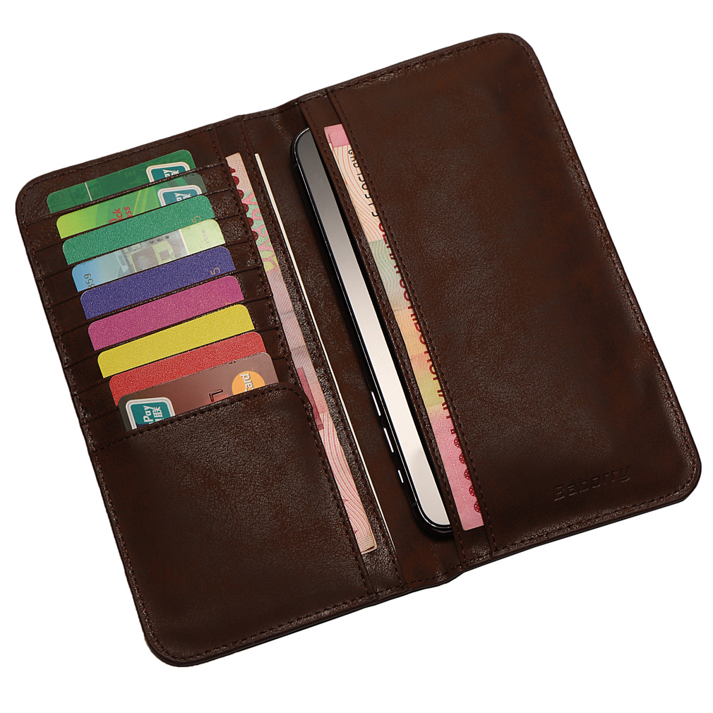 メンズ長財布 本革仕上げスリム多機能長財布