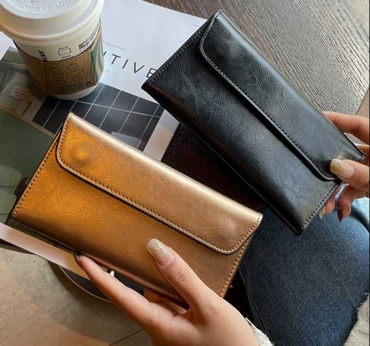 長財布レディース 大容量 上質な本革風フラップ式長財布