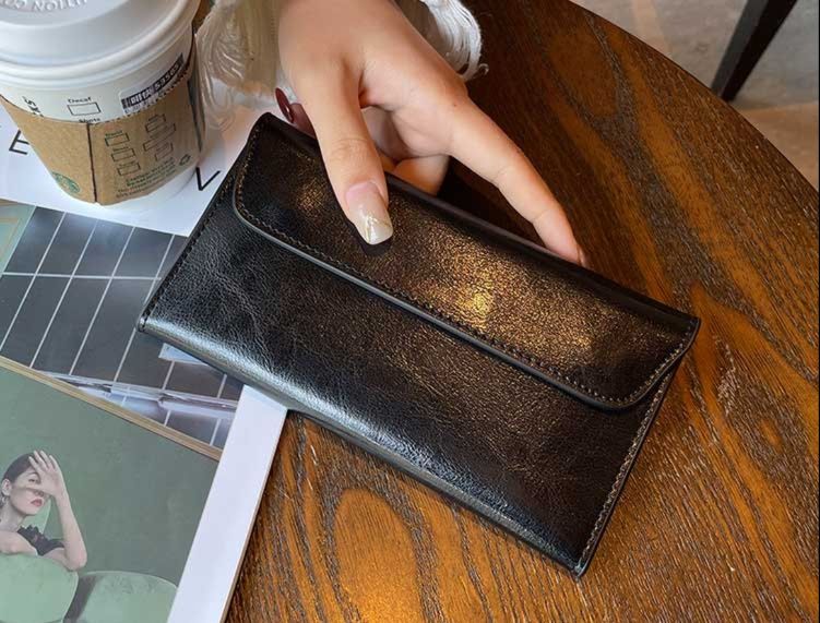 長財布レディース 大容量 上質な本革風フラップ式長財布